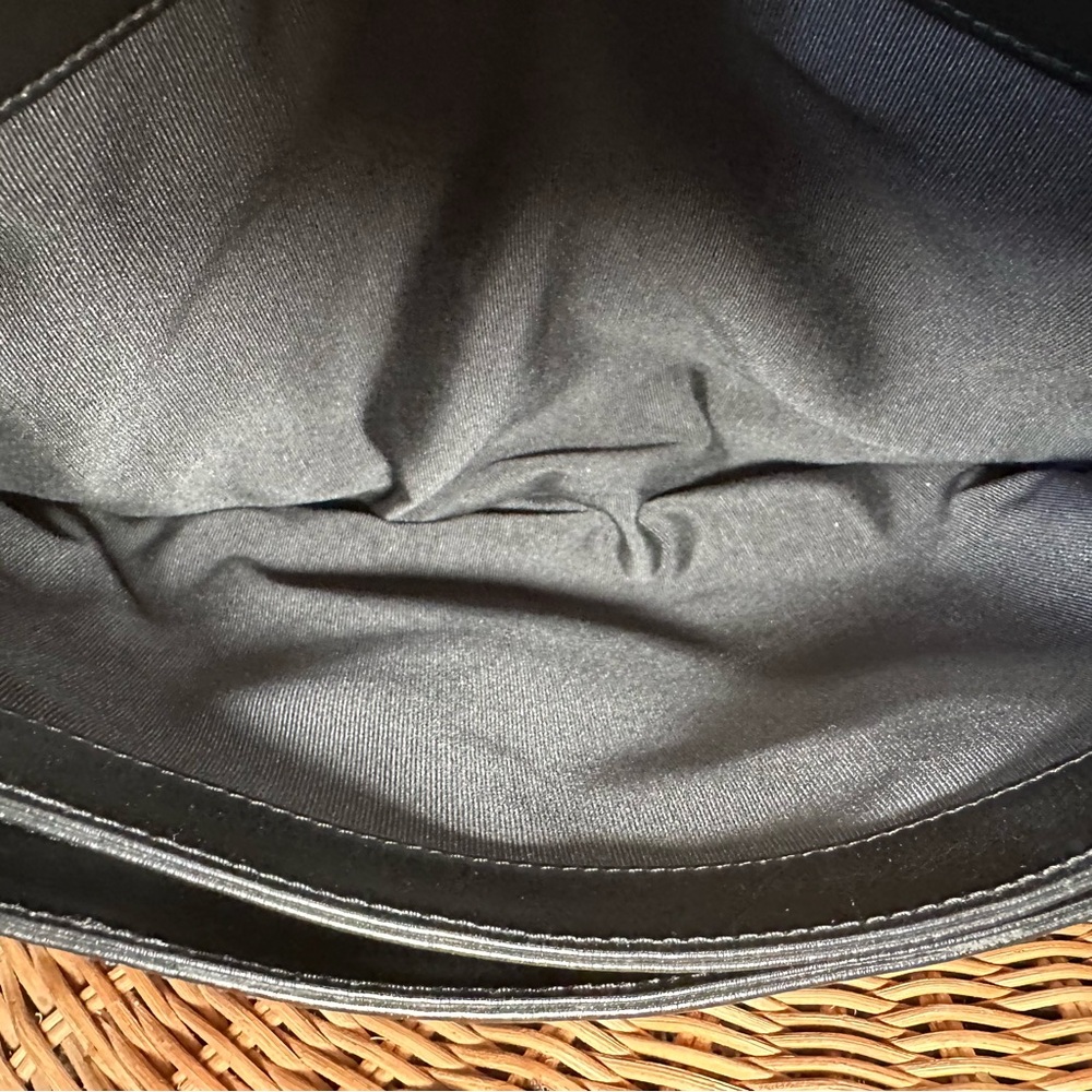 Badgley Mischka Black Leather Satchel Two—Toned Hardware Turnlock Crossbody - Picture 10 of 12
